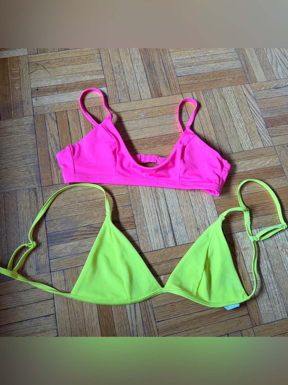 Women's Neon Pink & Yellow Triangle Bikini Tops Bundle